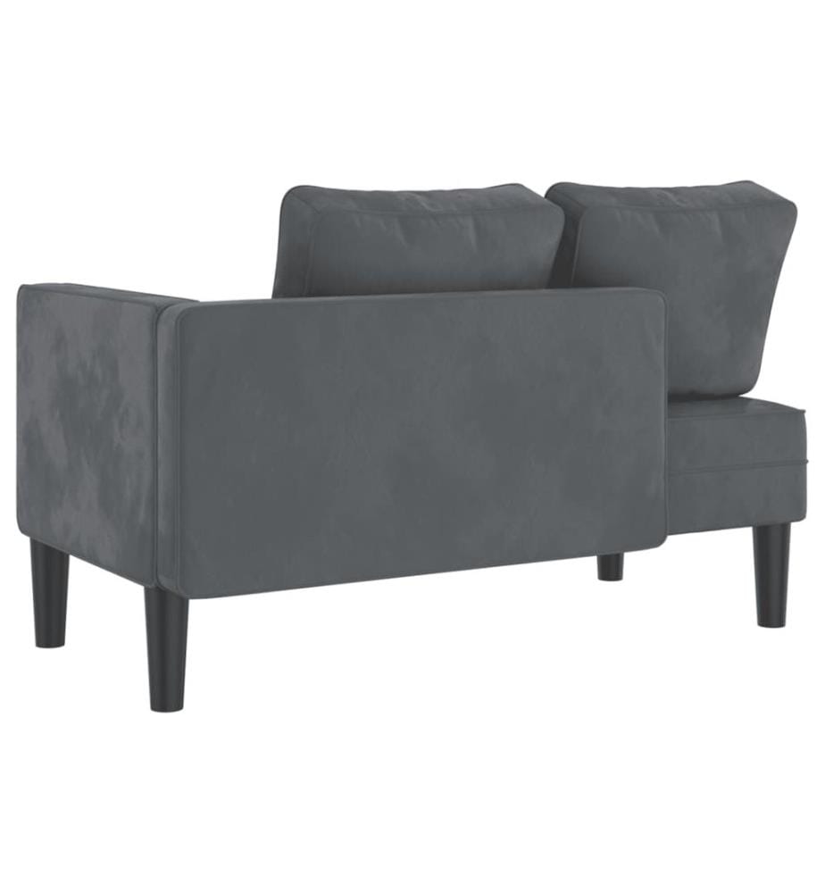 Chaiselongue mit Kissen Dunkelgrau Samt