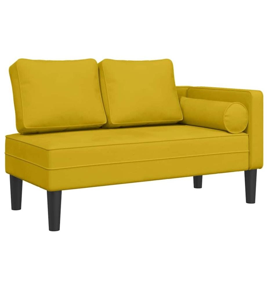 Chaiselongue mit Kissen Gelb Samt