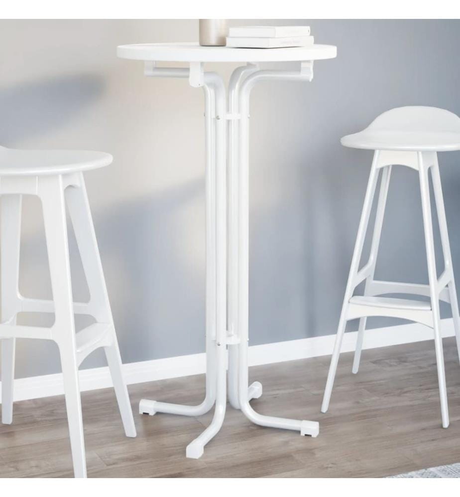 Bartisch Weiss Ø60x110 cm Holzwerkstoff und Stahl