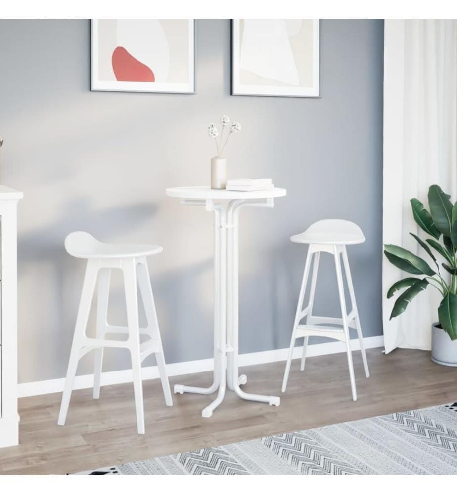 Bartisch Weiss Ø60x110 cm Holzwerkstoff und Stahl