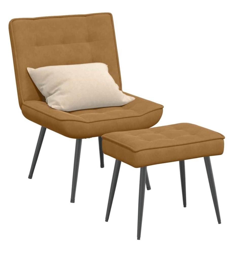 Chaise de relaxation avec tabouret Marron Velours