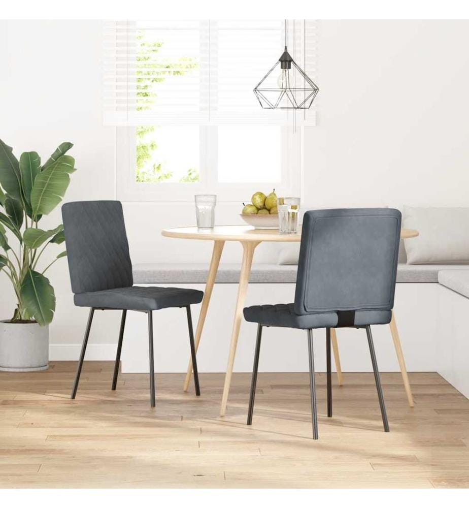 Esszimmerstühle 2 Stk. Dunkelgrau Samt
