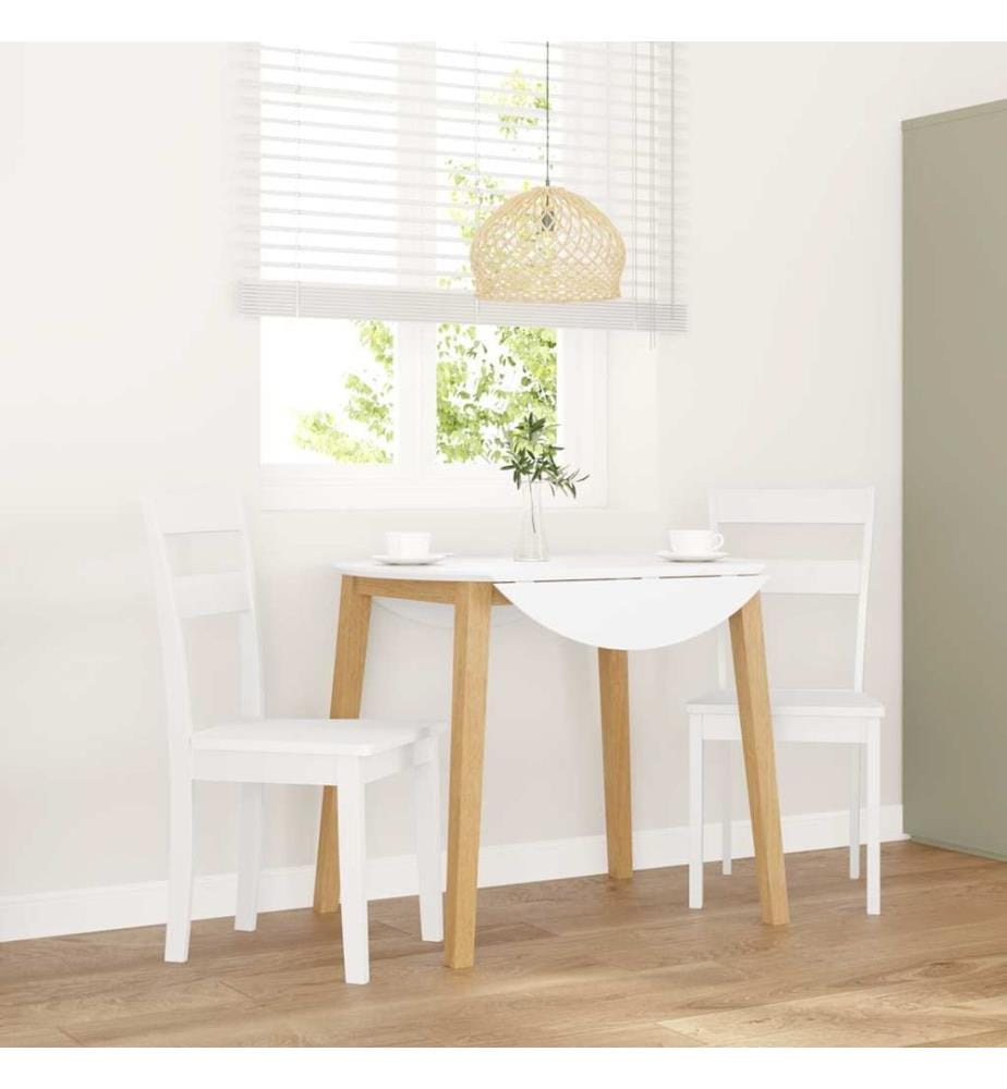 Chaises à manger 2 pcs blanc bois massif caoutchouc