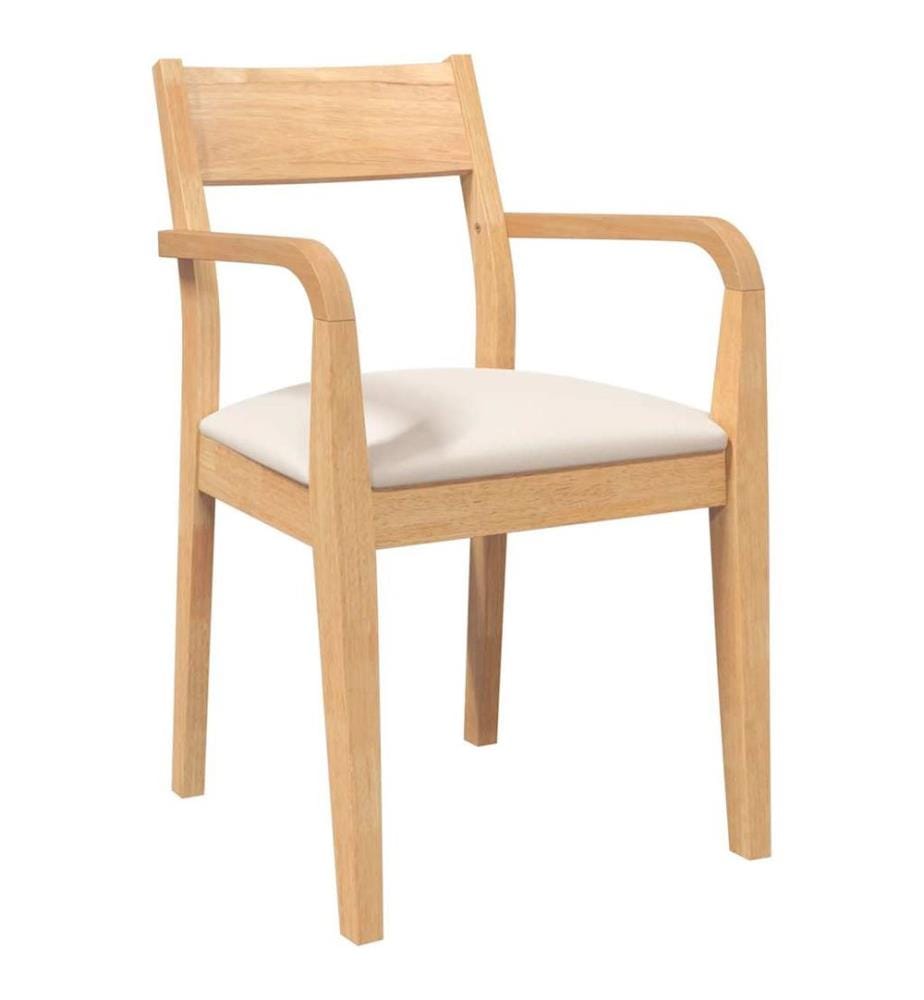 Chaises à manger coussins 2 pcs naturel bois massif caoutchouc