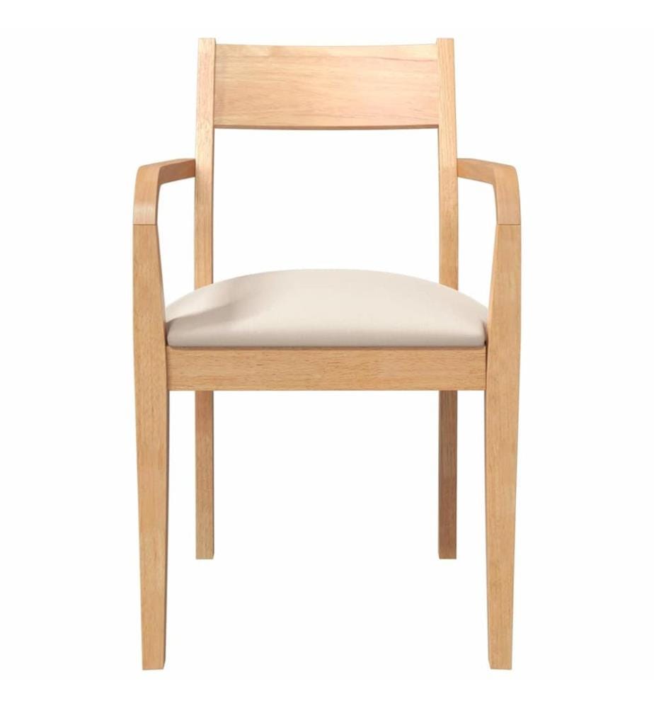 Chaises à manger coussins 2 pcs naturel bois massif caoutchouc