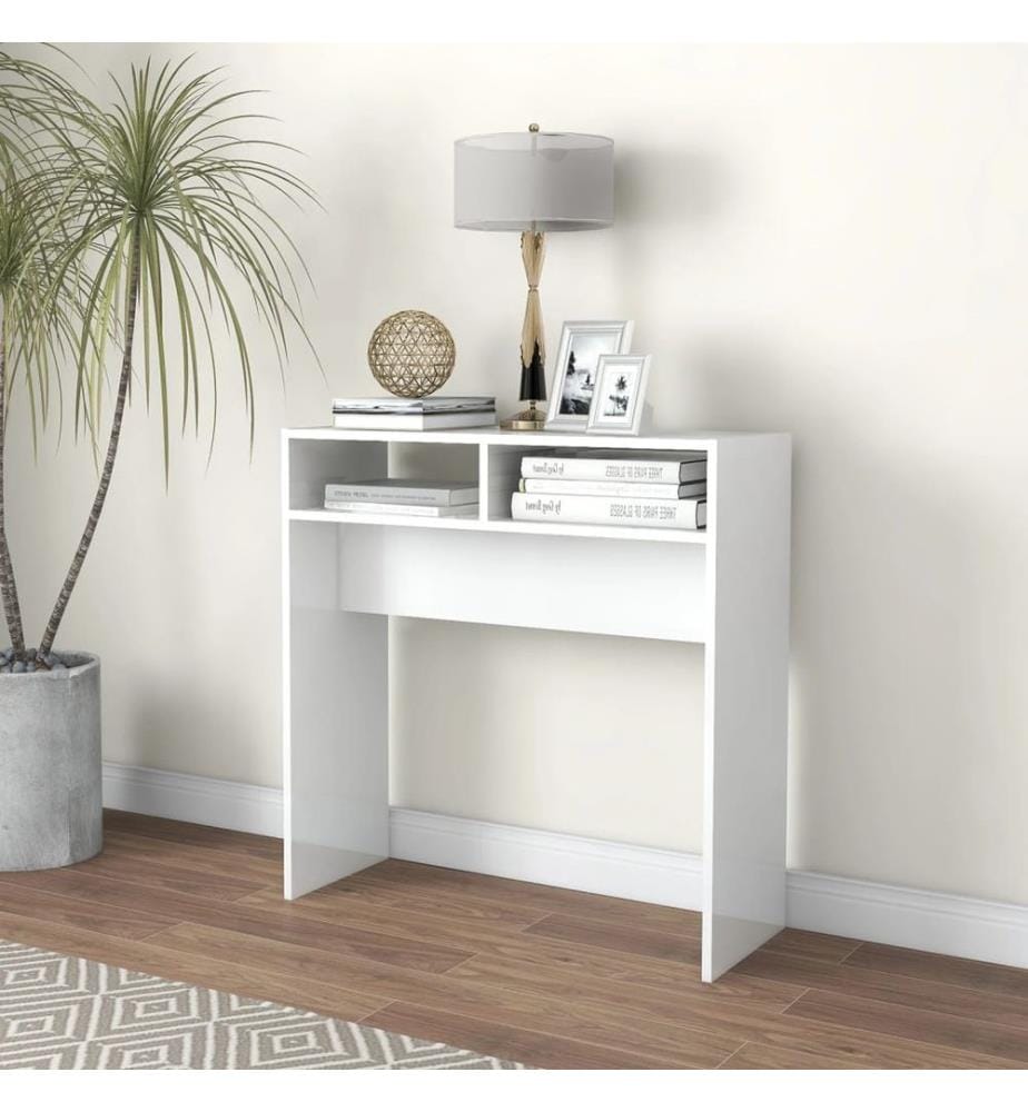 Table console Blanc brillant 78x30x80 cm Aggloméré