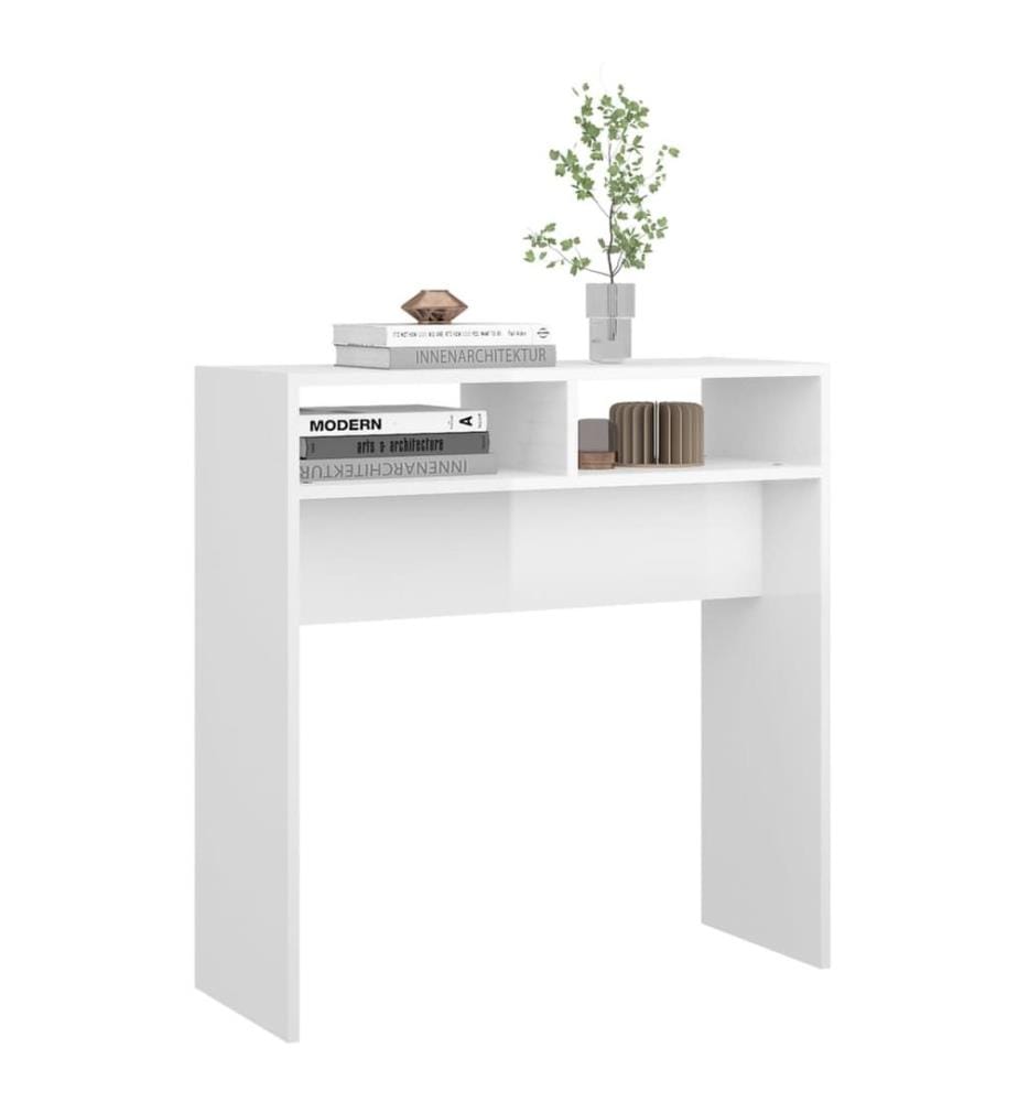 Table console Blanc brillant 78x30x80 cm Aggloméré