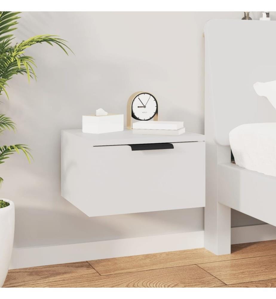 Table de chevet murale blanc 34x30x20 cm