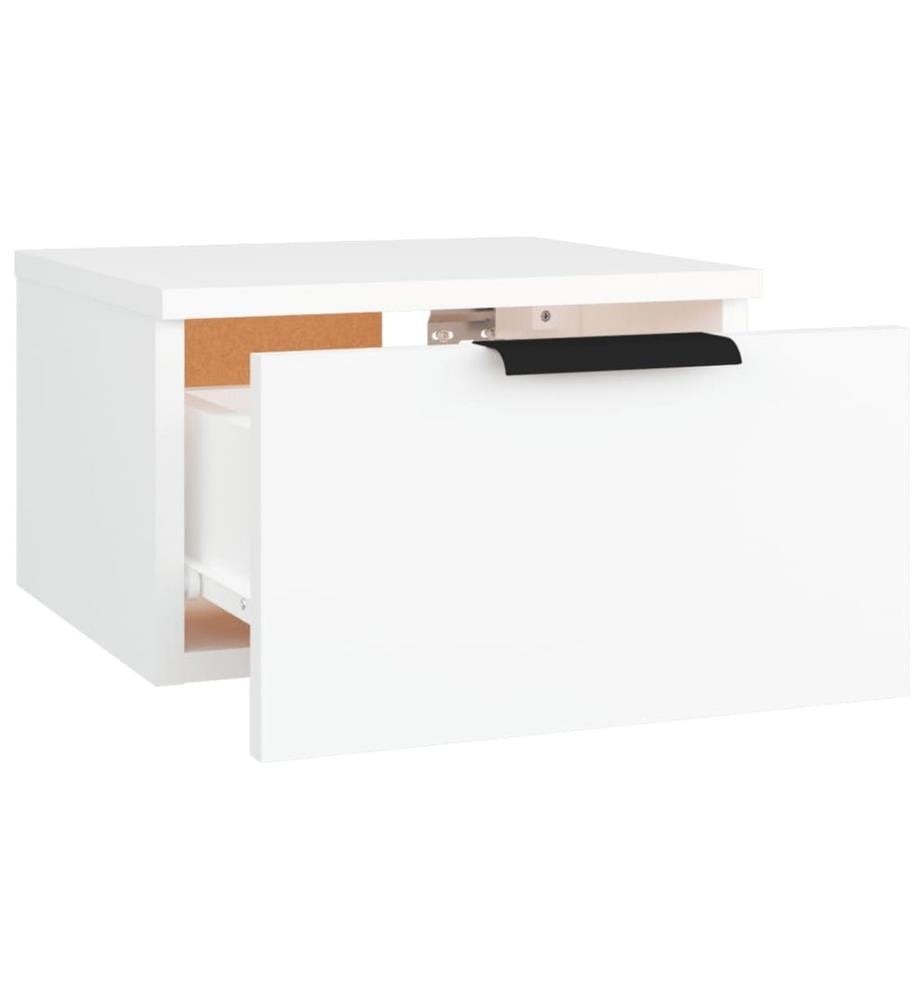 Table de chevet murale blanc 34x30x20 cm