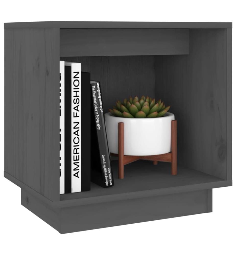 Table de chevet Gris 40x30x40 cm Bois de pin solide