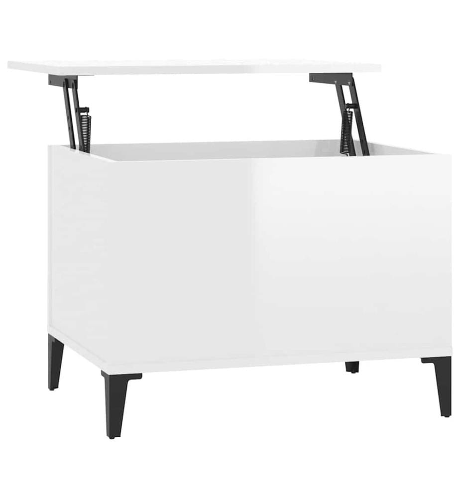 Table basse Blanc brillant 60x44,5x45 cm Bois d'ingénierie