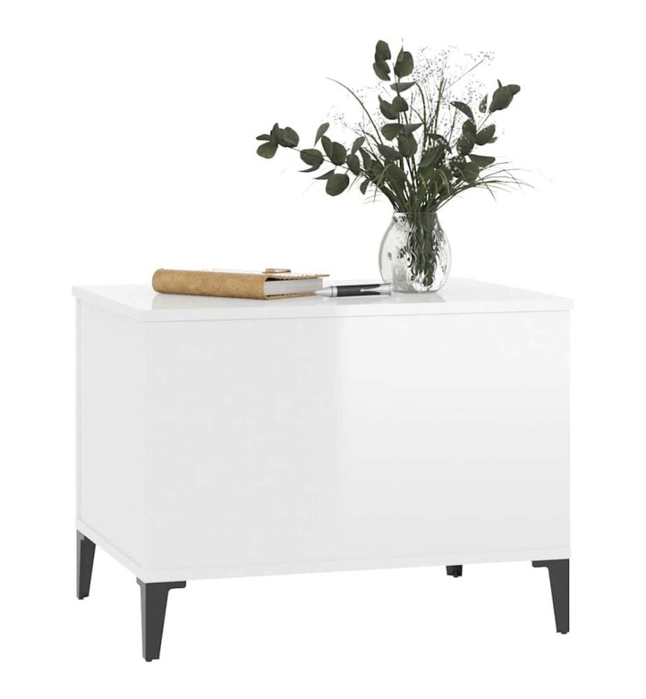 Table basse Blanc brillant 60x44,5x45 cm Bois d'ingénierie