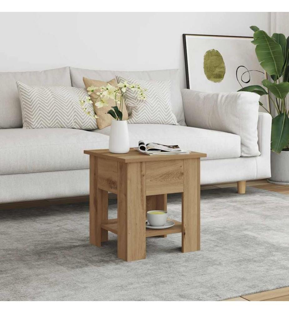 Table basse chêne artisanal 40x40x42 cm bois d'ingénierie