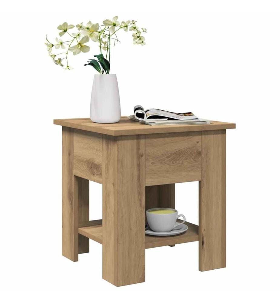 Table basse chêne artisanal 40x40x42 cm bois d'ingénierie