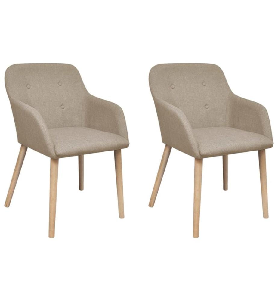 Esszimmerstühle 2 Stk. Beige Stoff und Massivholz Eiche