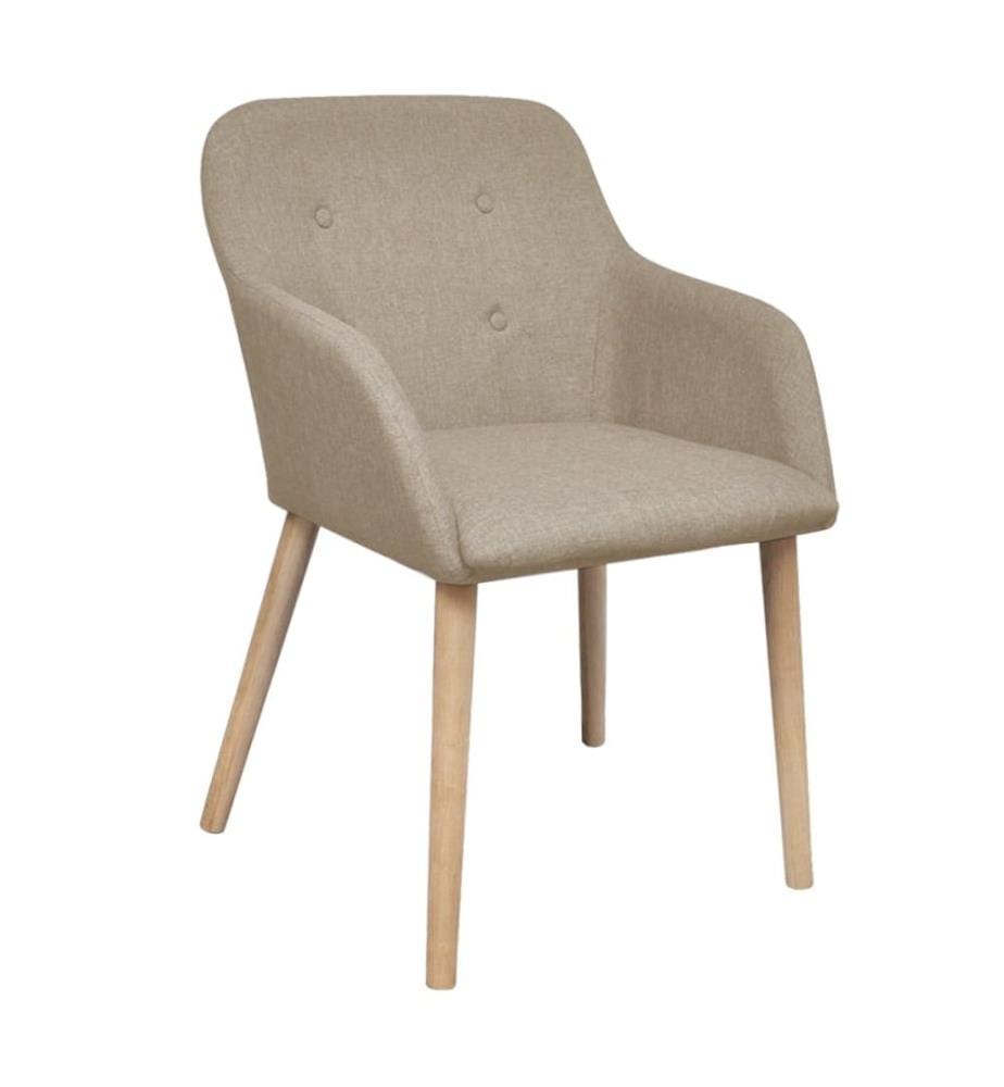 Esszimmerstühle 2 Stk. Beige Stoff und Massivholz Eiche