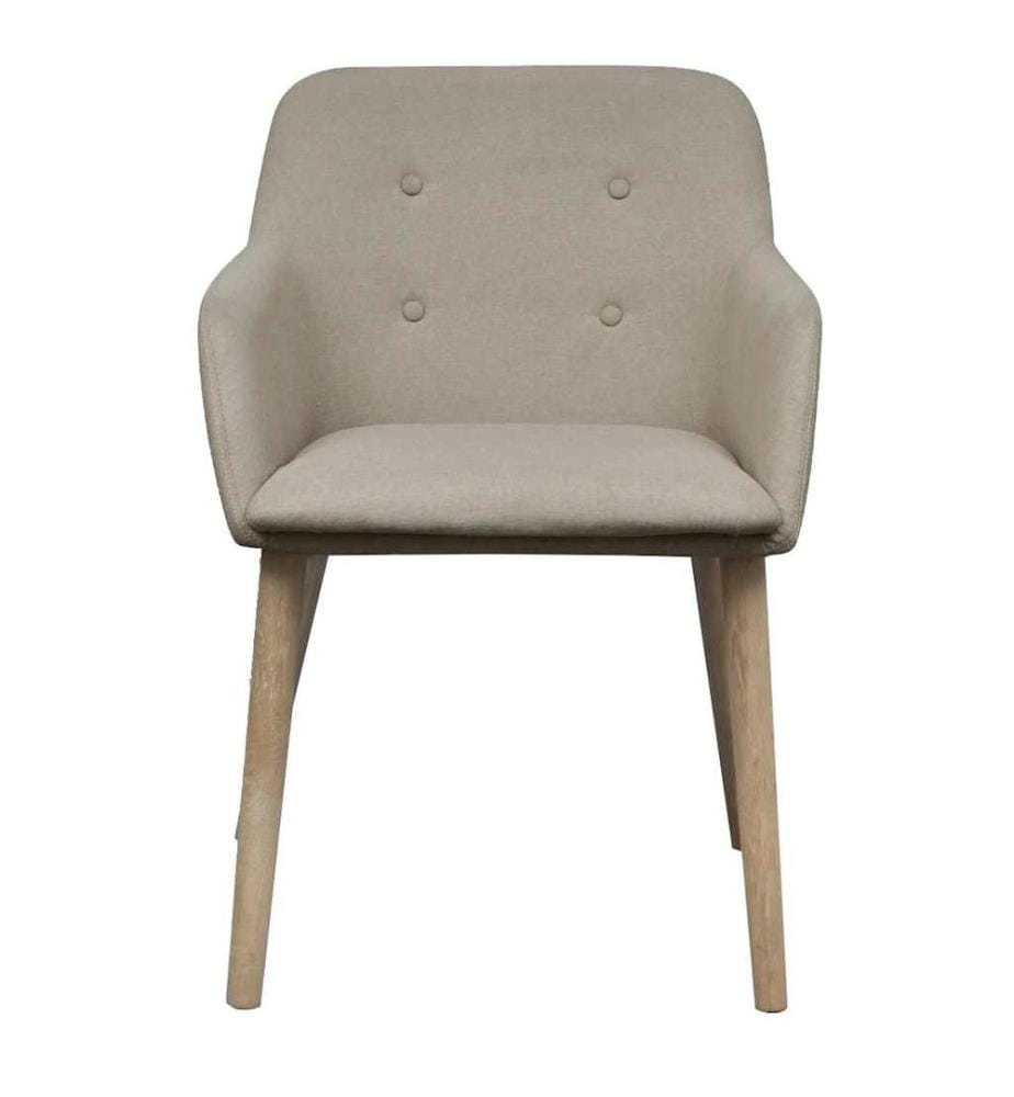 Esszimmerstühle 2 Stk. Beige Stoff und Massivholz Eiche