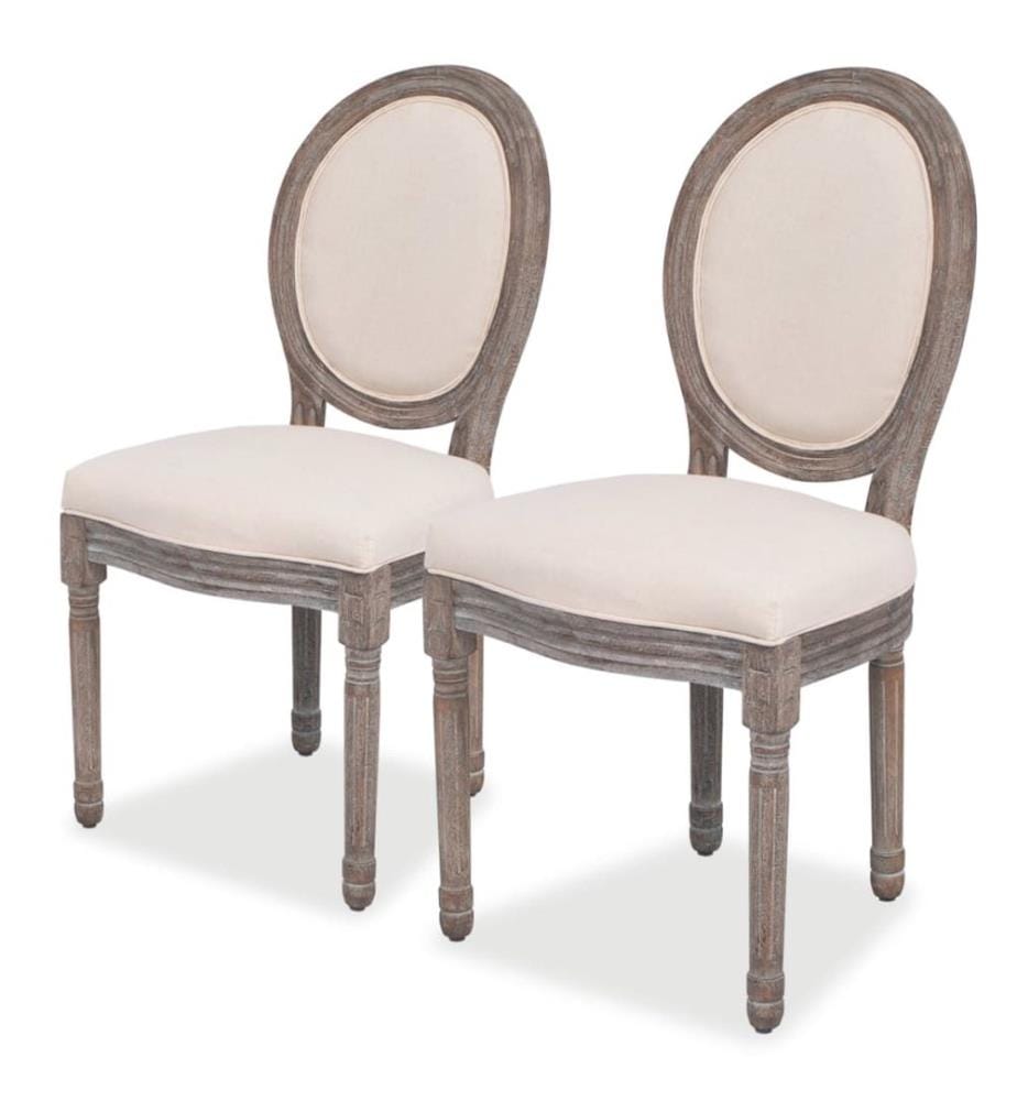 Esszimmerstühle 2 Stk. Creme Stoff
