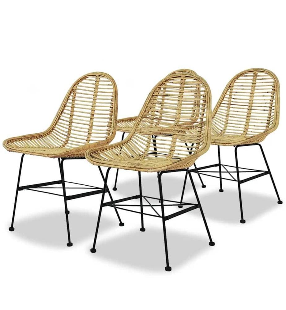 Chaises à manger lot de 4 rotin naturel