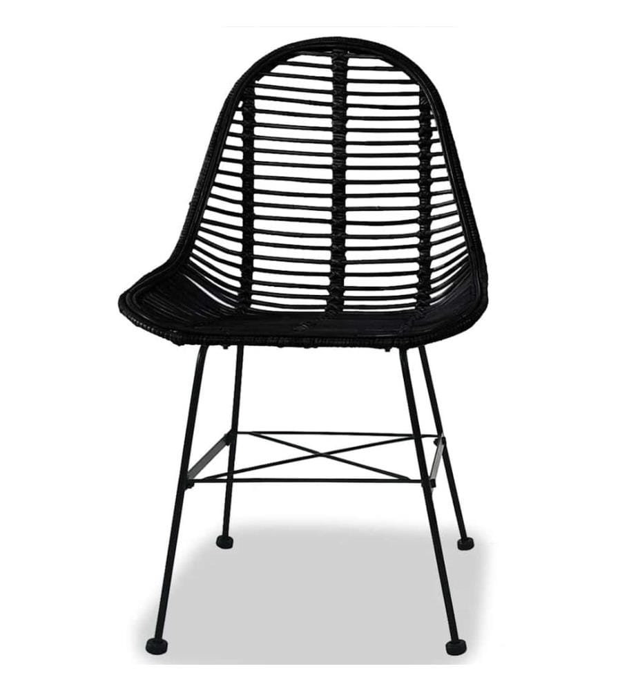 Esszimmerstühle 4 Stk. Natur Rattan Schwarz