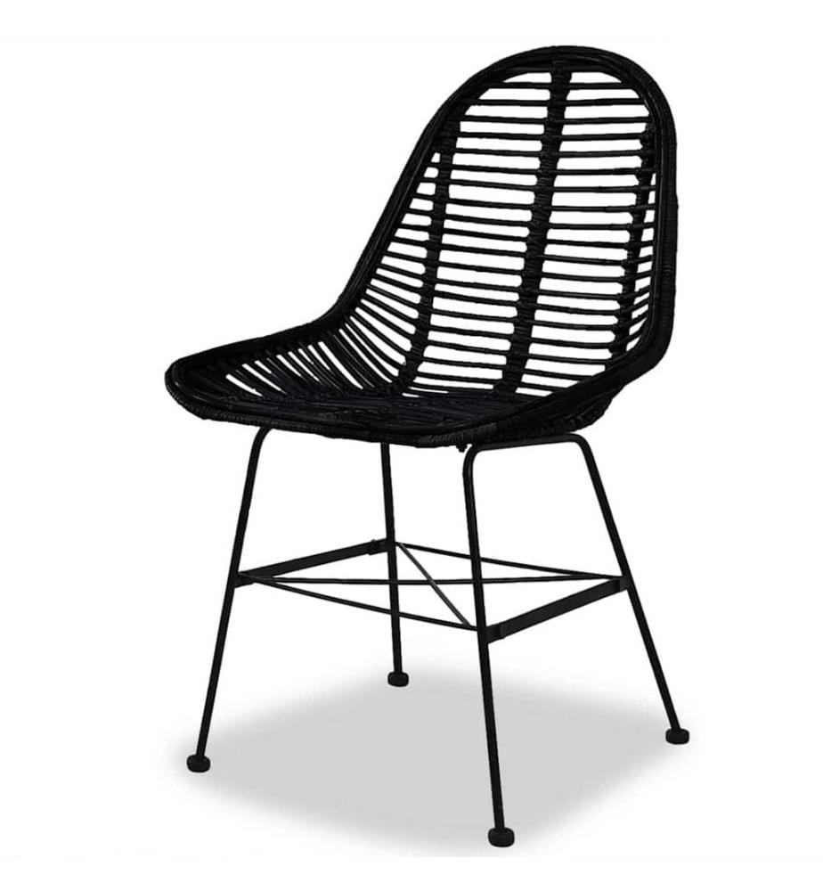 Esszimmerstühle 4 Stk. Natur Rattan Schwarz