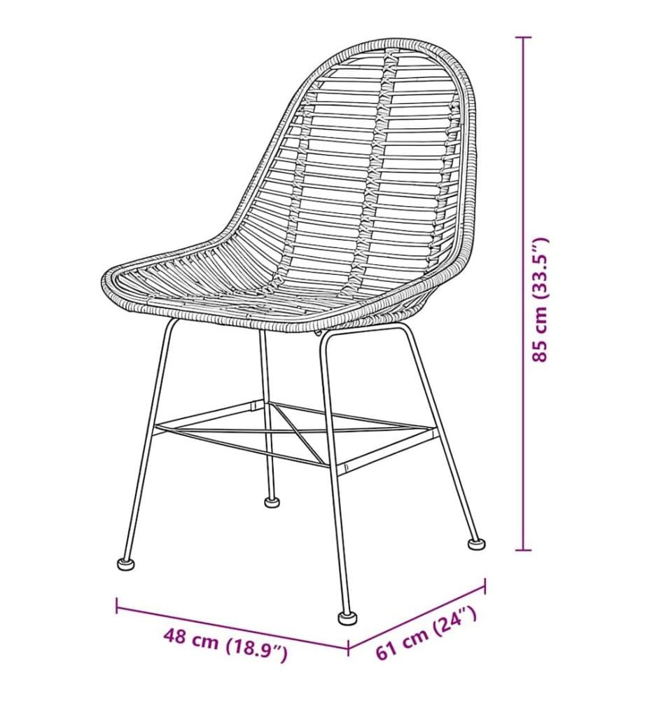 Esszimmerstühle 4 Stk. Natur Rattan Schwarz