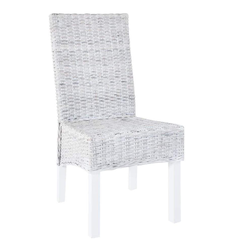 Esszimmerstühle 2 Stk. Hellbraun Kubu-Rattan und Mahagoniholz