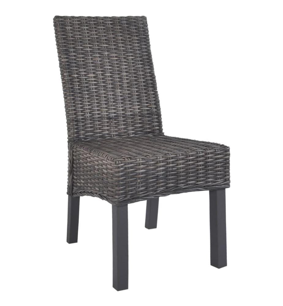 Chaises à manger lot de 2 marron rotin kubu et bois d'acajou