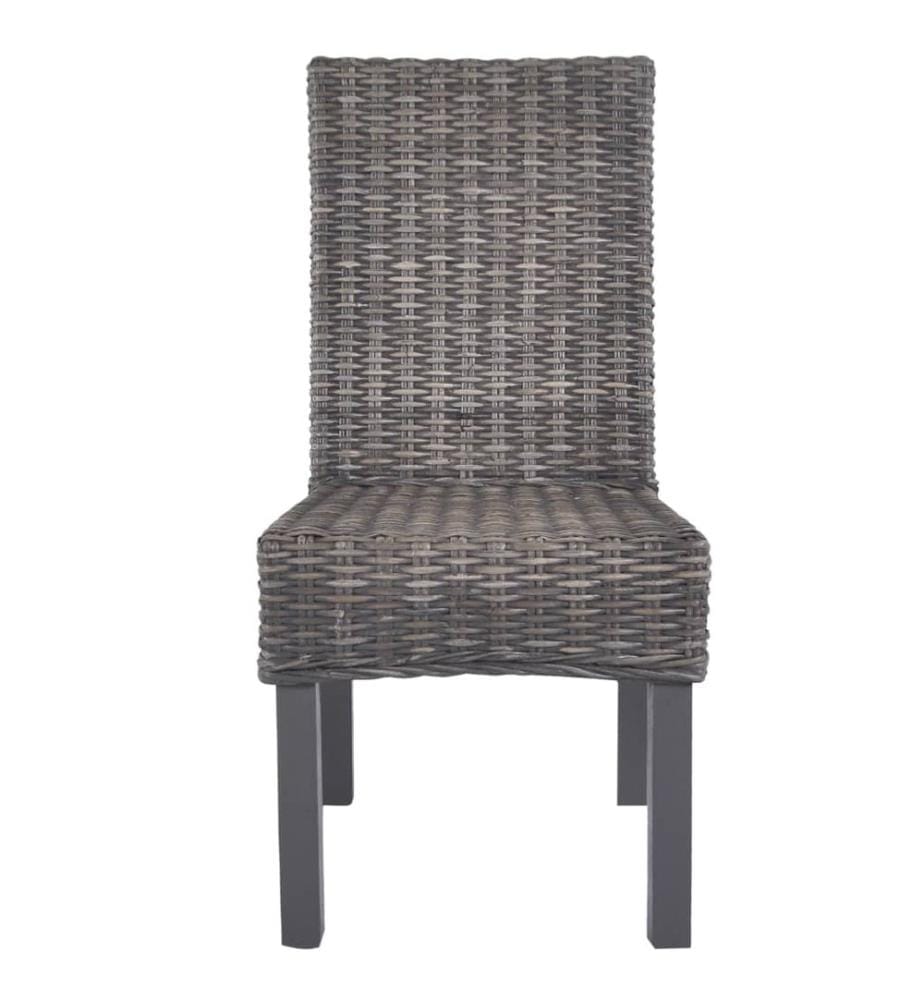 Chaises à manger lot de 2 marron rotin kubu et bois d'acajou