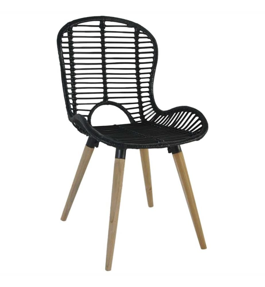Esszimmerstühle 4 Stk. Schwarz Natur Rattan