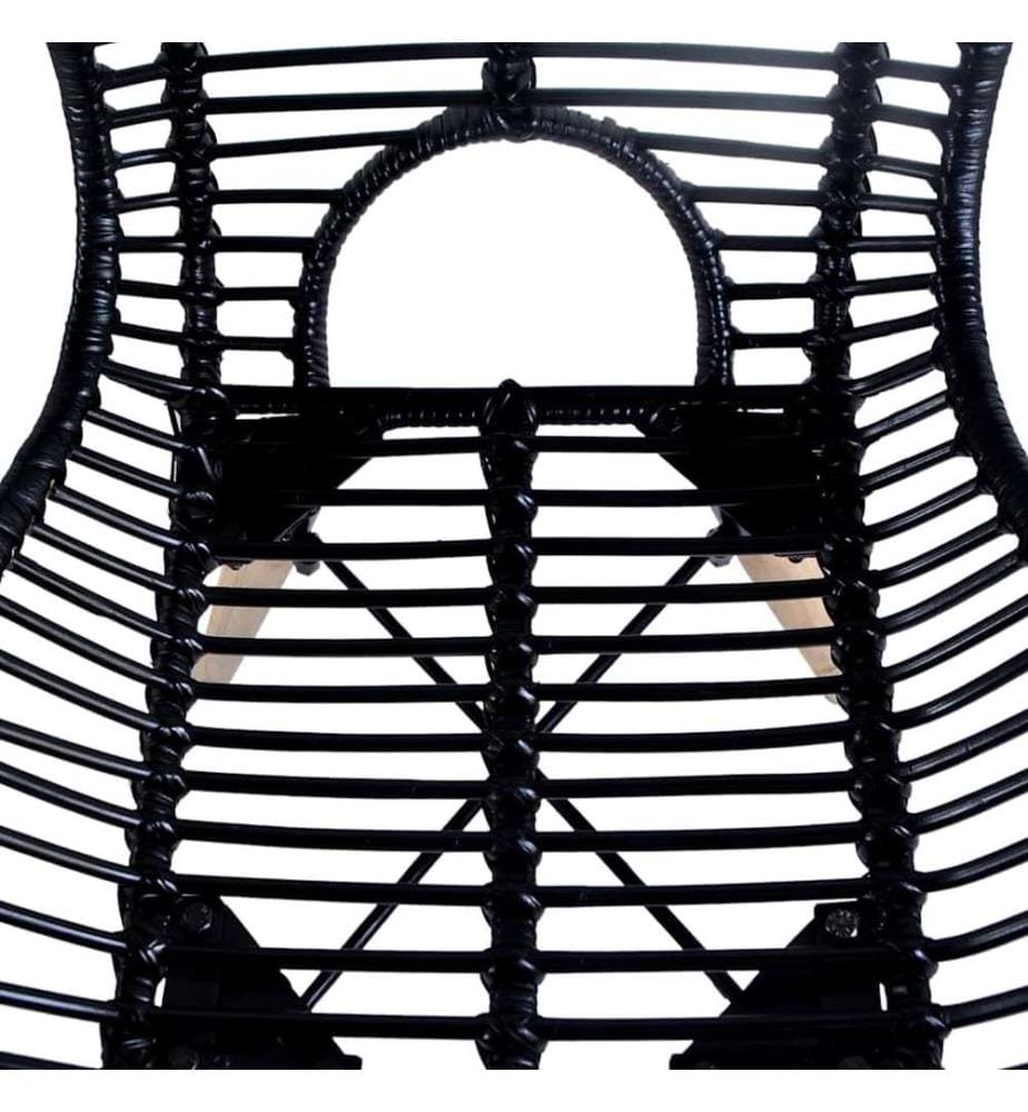Esszimmerstühle 4 Stk. Schwarz Natur Rattan