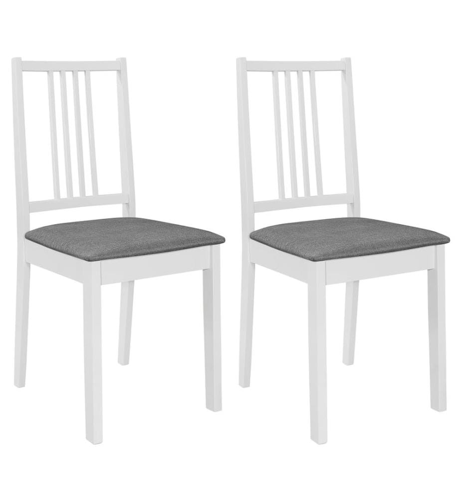 Chaises à manger avec coussins lot de 2 blanc bois solide
