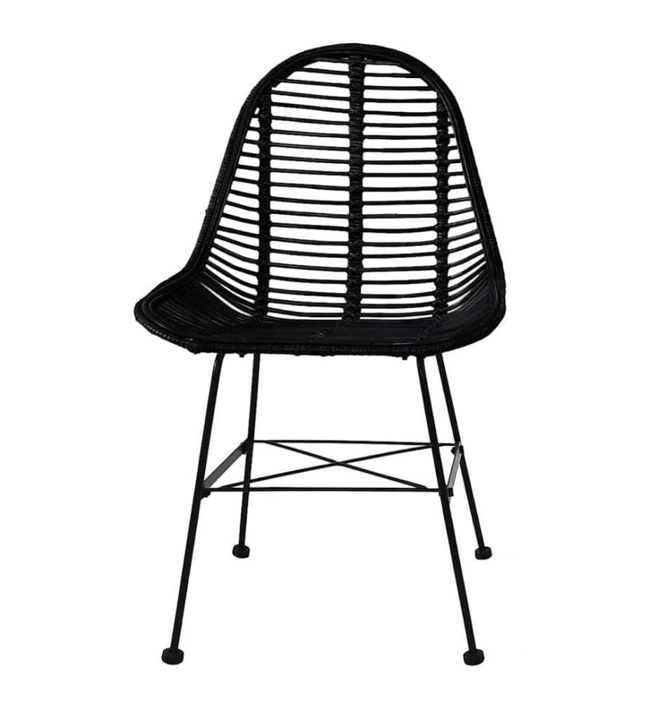 Esszimmerstühle 6 Stk. Schwarz Natur Rattan