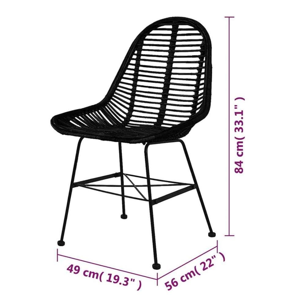 Esszimmerstühle 6 Stk. Schwarz Natur Rattan
