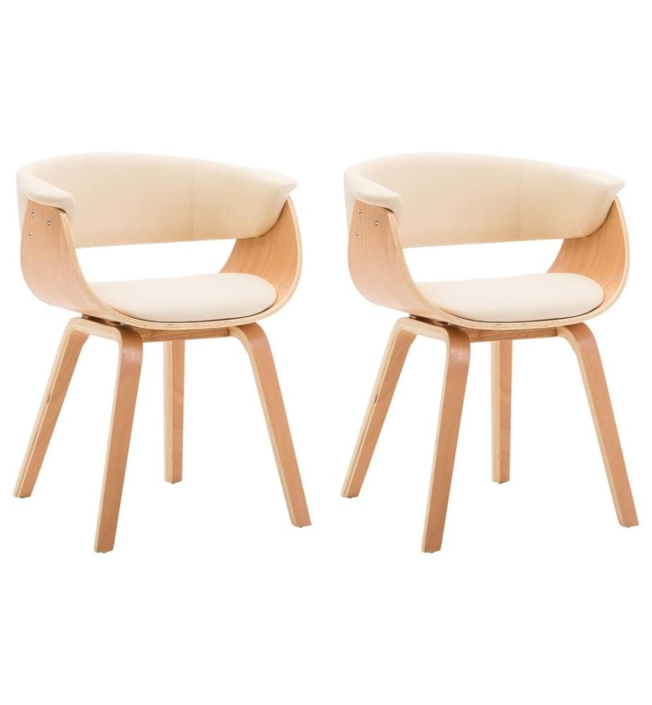 Esszimmerstühle 2 Stk. Creme Bugholz und Kunstleder
