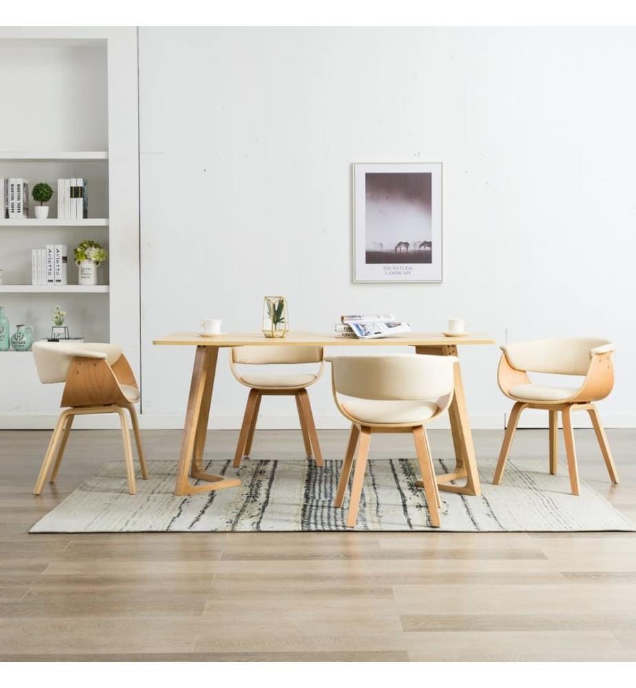 Esszimmerstühle 4 Stk. Creme Bugholz und Kunstleder