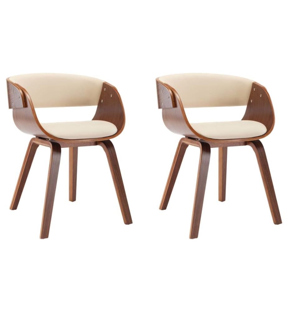 Esszimmerstühle 2 Stk. Creme Bugholz und Kunstleder