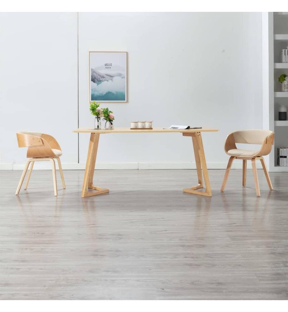 Esszimmerstühle 2 Stk. Creme Bugholz und Kunstleder