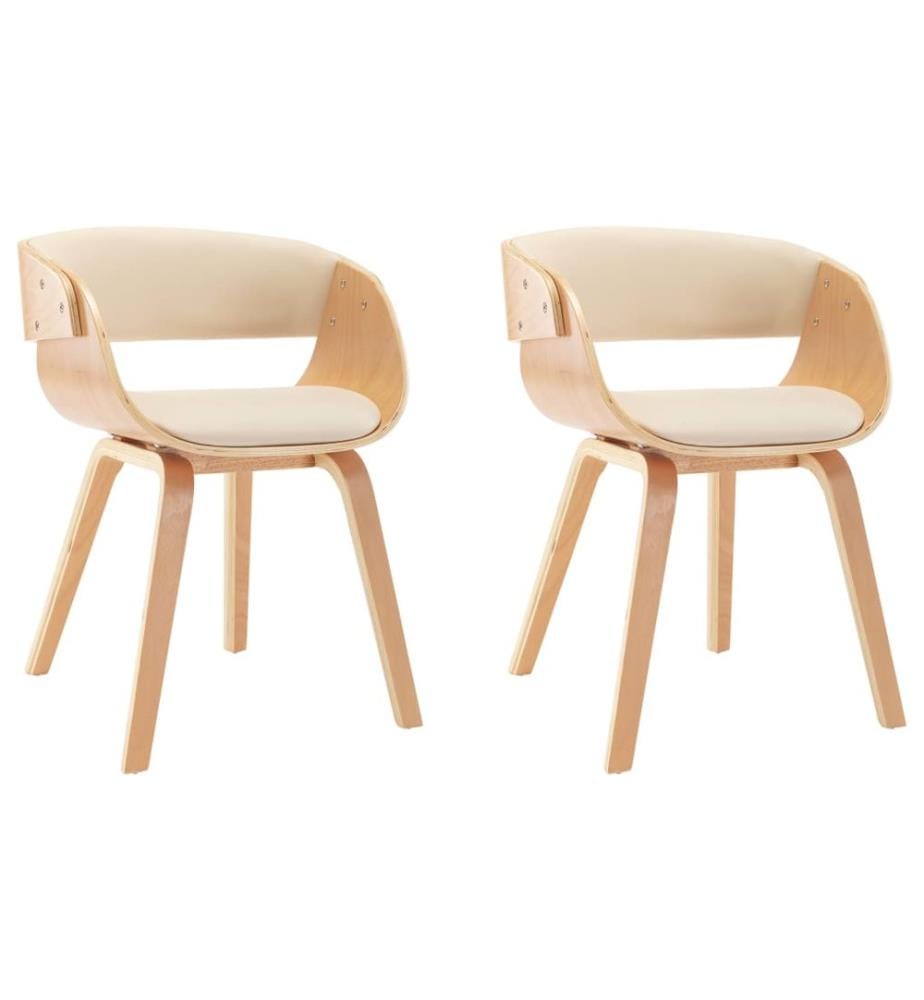 Esszimmerstühle 2 Stk. Creme Bugholz und Kunstleder