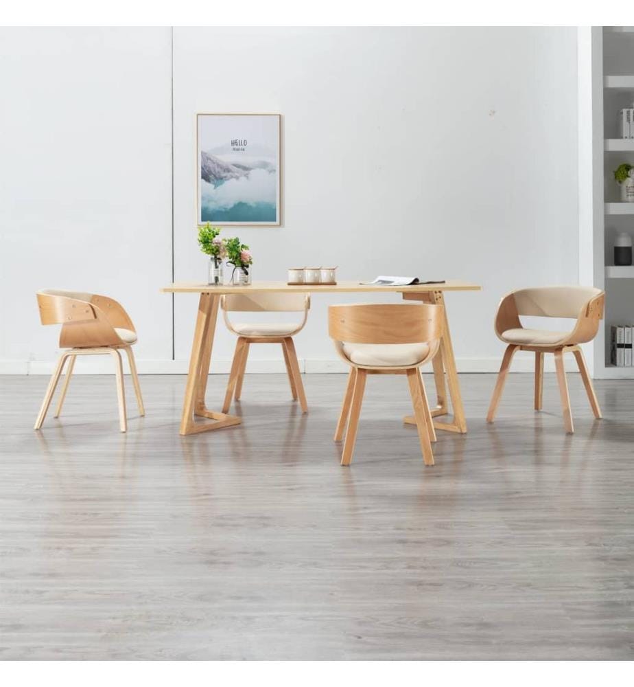 Esszimmerstühle 4 Stk. Creme Bugholz und Kunstleder