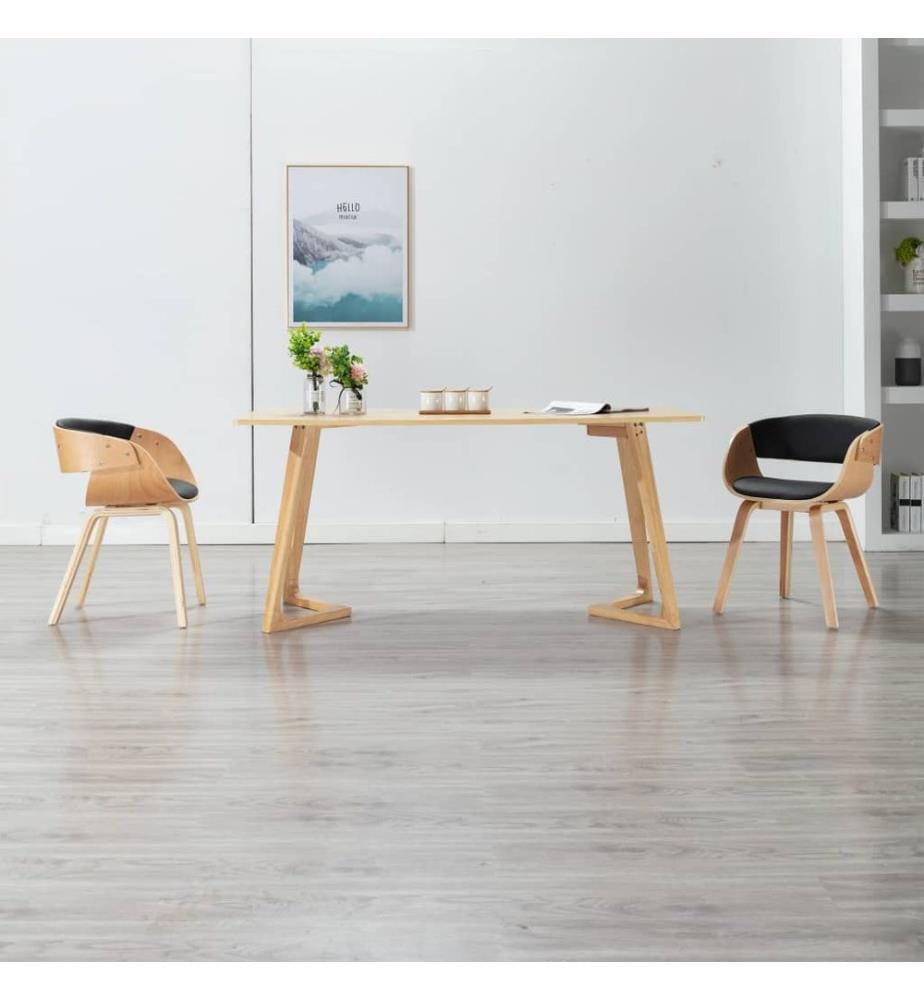Esszimmerstühle 2 Stk. Schwarz Bugholz und Kunstleder