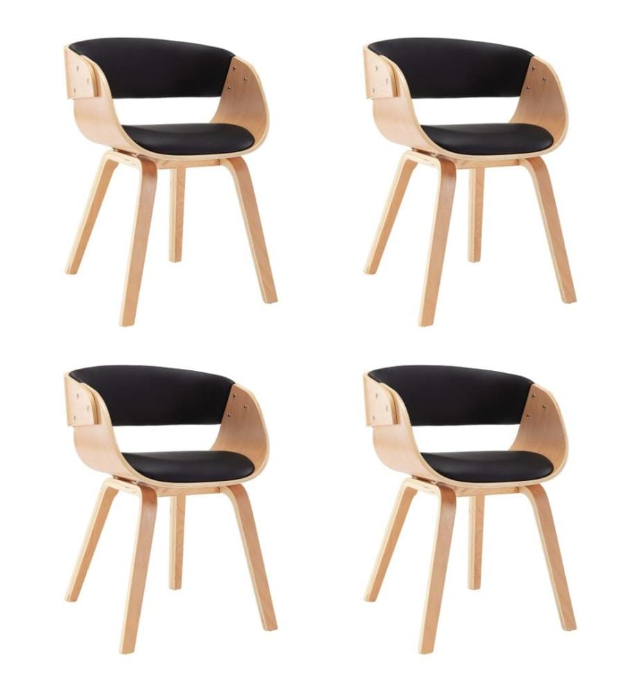 Esszimmerstühle 4 Stk. Schwarz Bugholz und Kunstleder