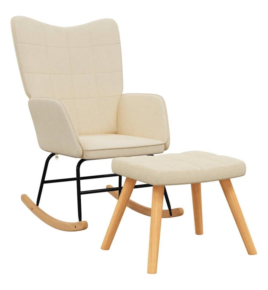 Schaukelsessel mit Hocker Creme Stoff