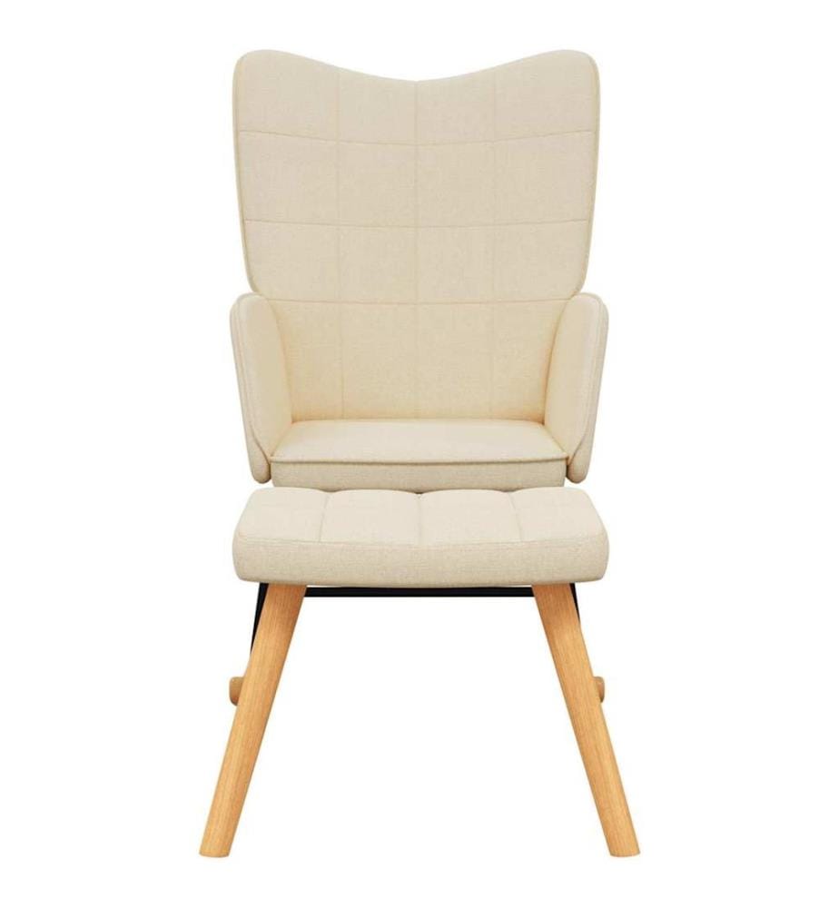 Schaukelsessel mit Hocker Creme Stoff