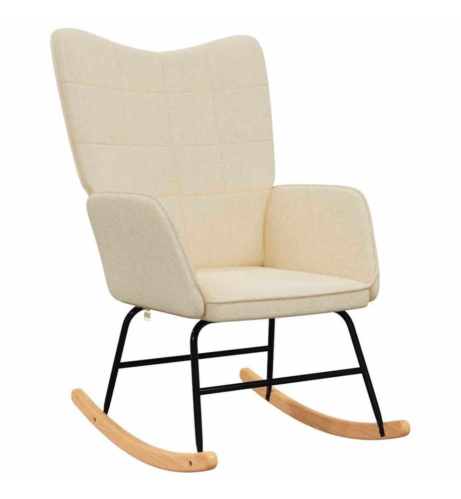 Schaukelsessel mit Hocker Creme Stoff