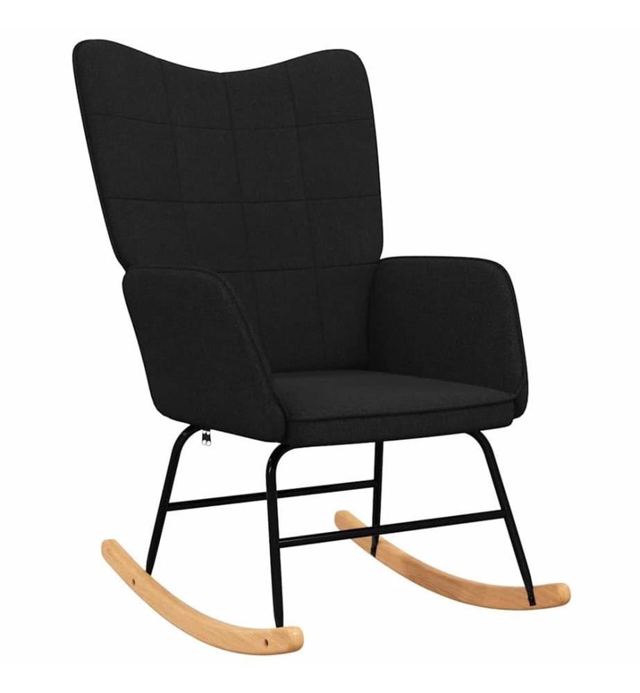 Schaukelsessel mit Hocker Schwarz Stoff
