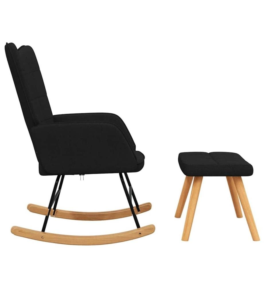 Schaukelsessel mit Hocker Schwarz Stoff