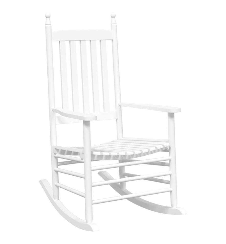 Chaise à bascule avec table pliable blanc bois massif peuplier