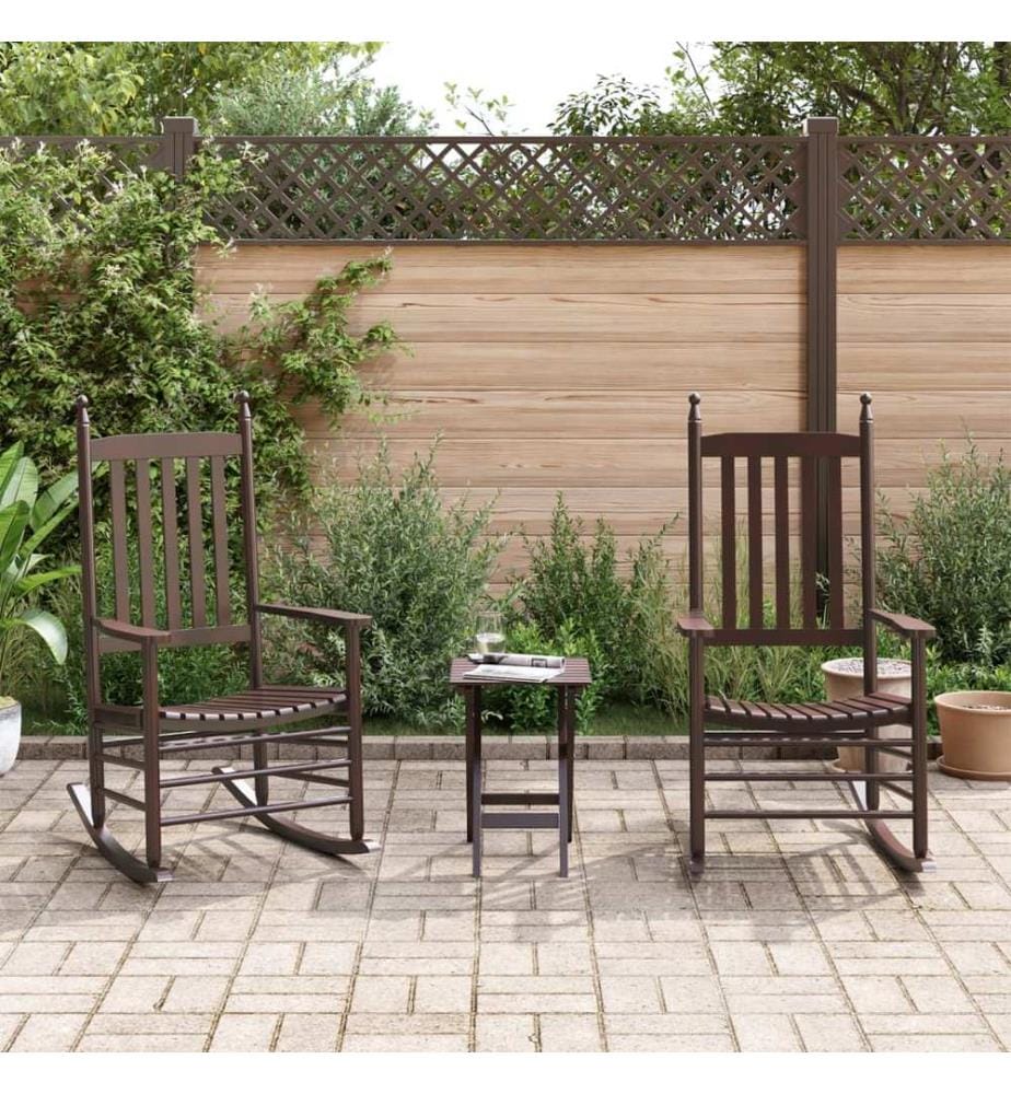 Chaises à bascule lot de 2 table pliable marron massif peuplier