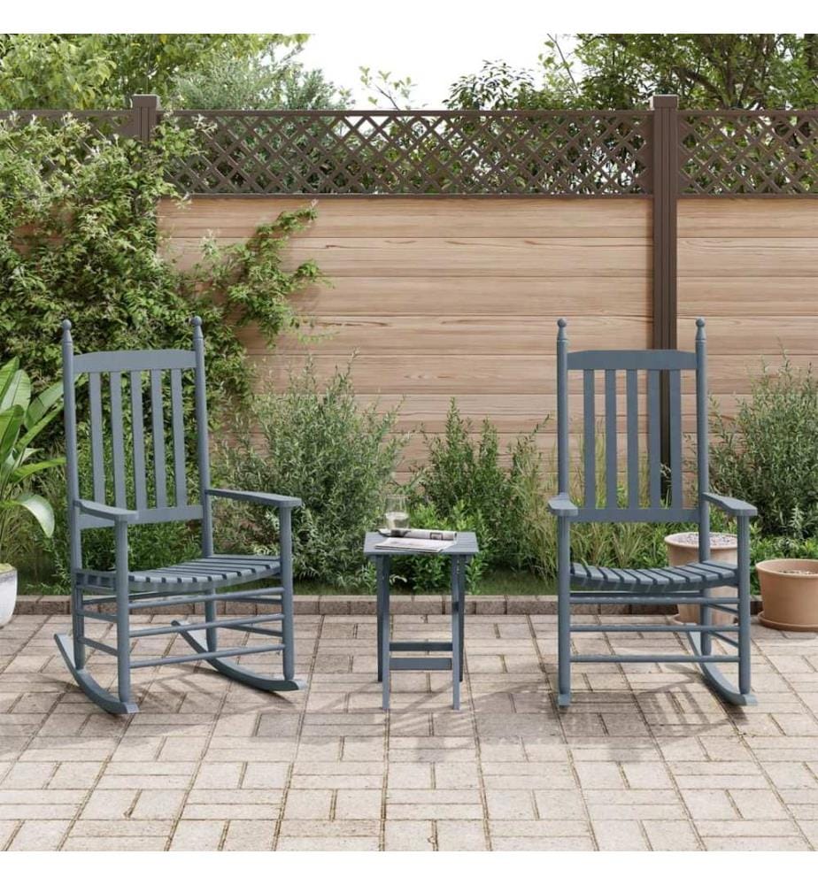 Chaises à bascule lot de 2 table pliable gris massif peuplier